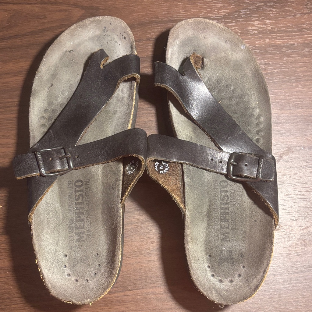 Mephisto Dark Brown Leather Sandals